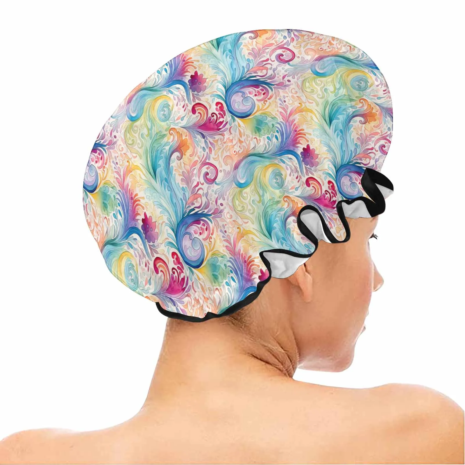 Pastel Rainbow Paisley  Shower Cap