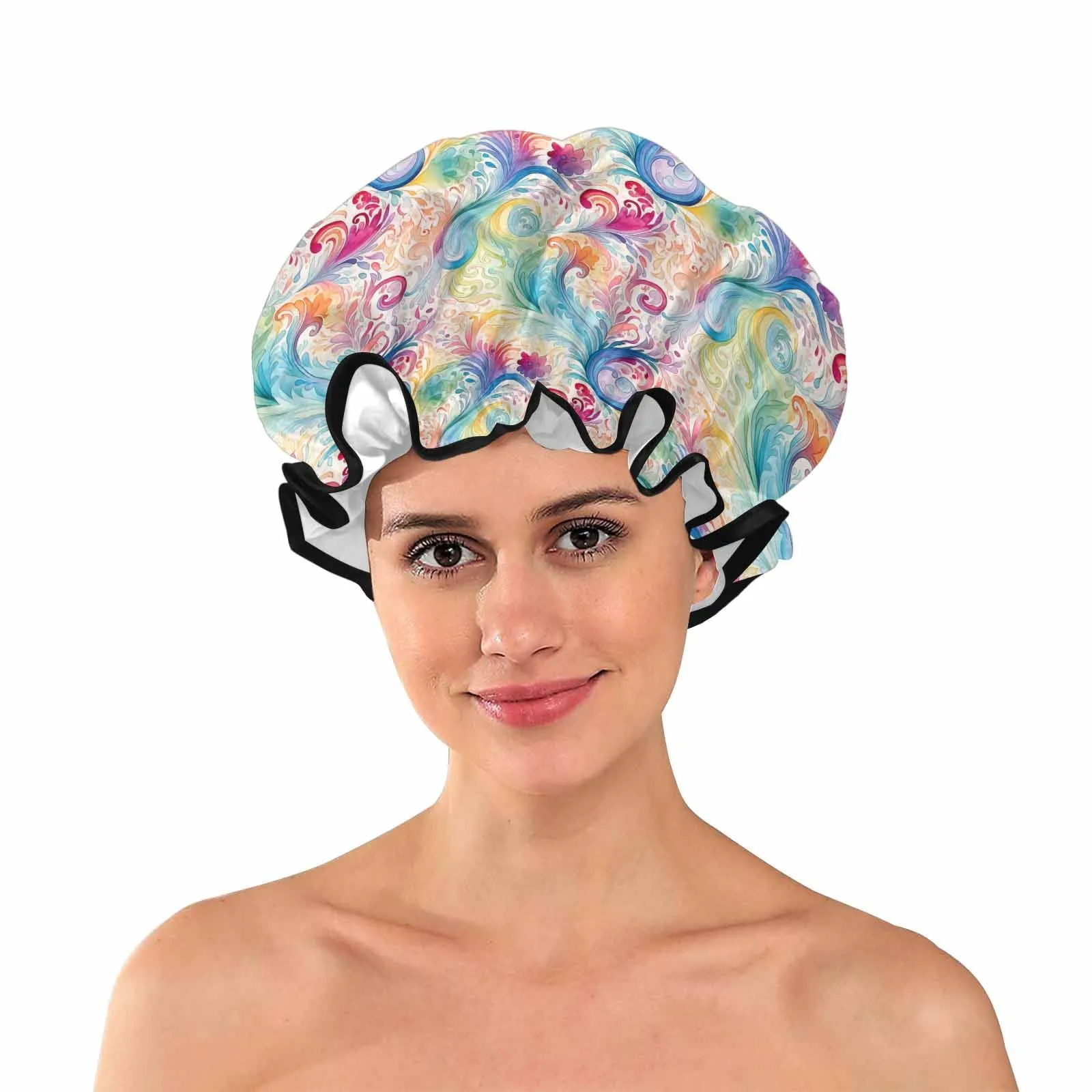 Pastel Rainbow Paisley  Shower Cap