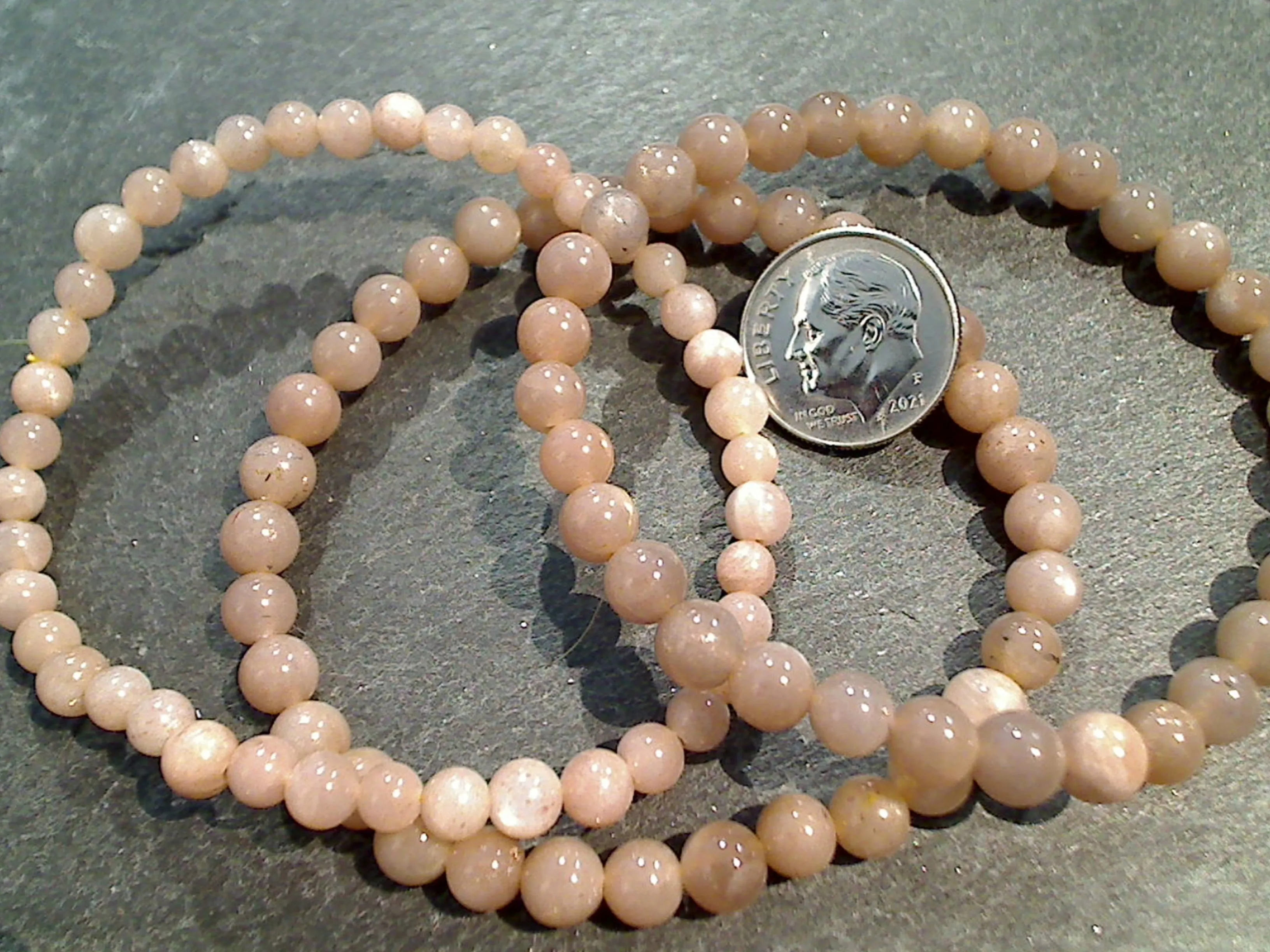 Peach Moonstone 5MM - 7MM Stretch Bracelet