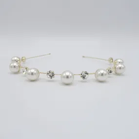 Pearl accentuated metal thin headband rhinestone embellished headband