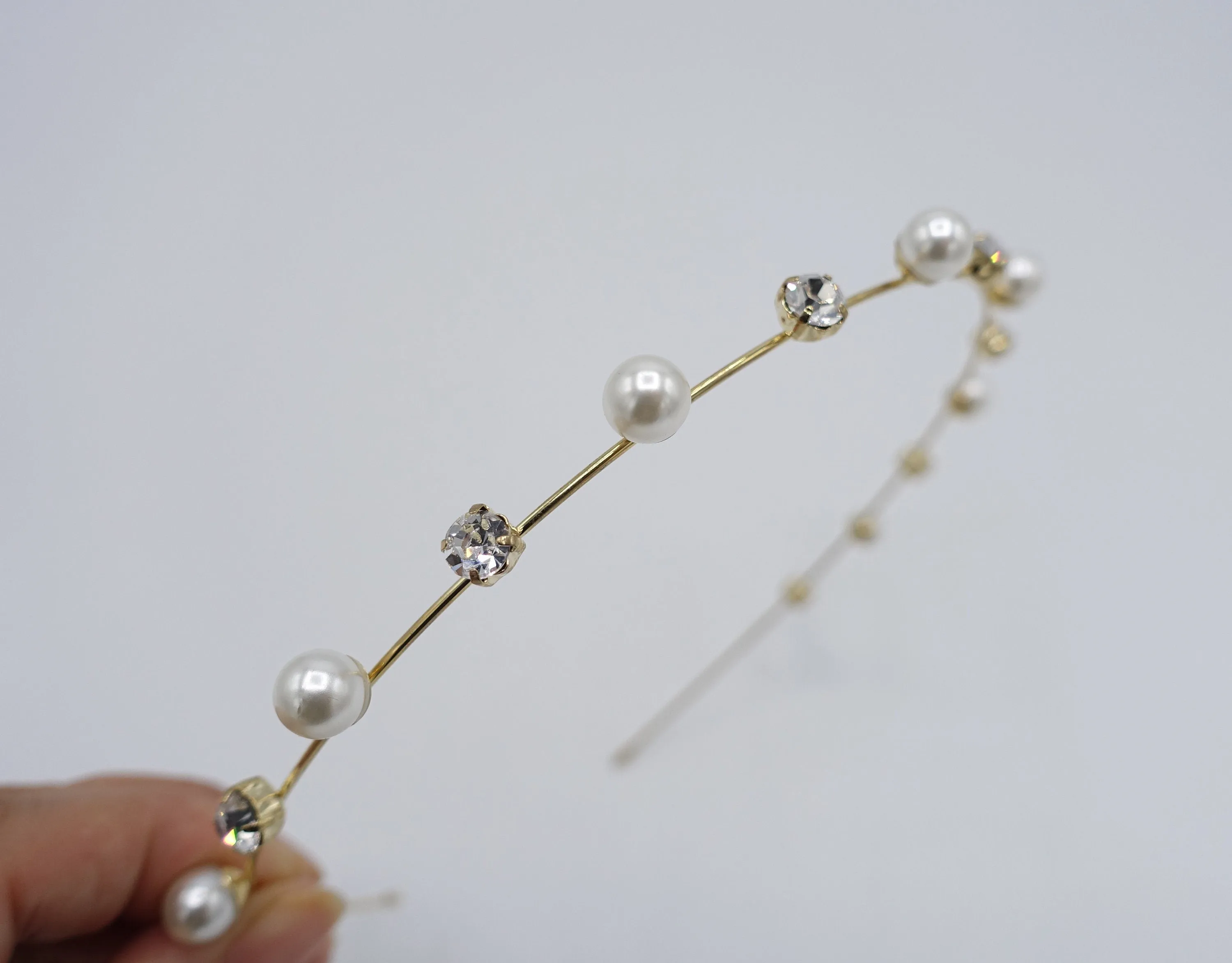 pearl rhinestone headband, thin headband, pearl thin headband