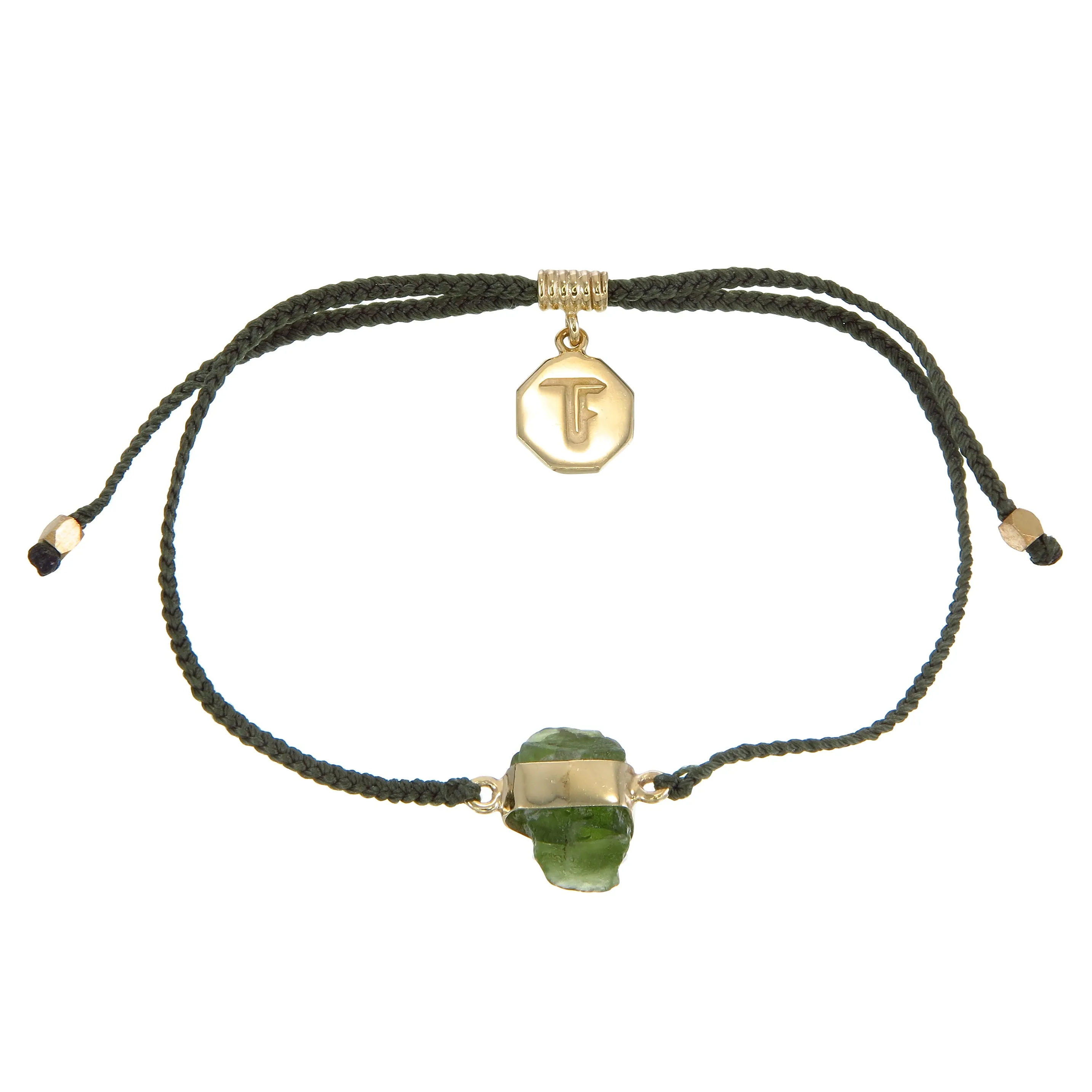 PERIDOT CRYSTAL BRACELET - OLIVE GREEN - GOLD