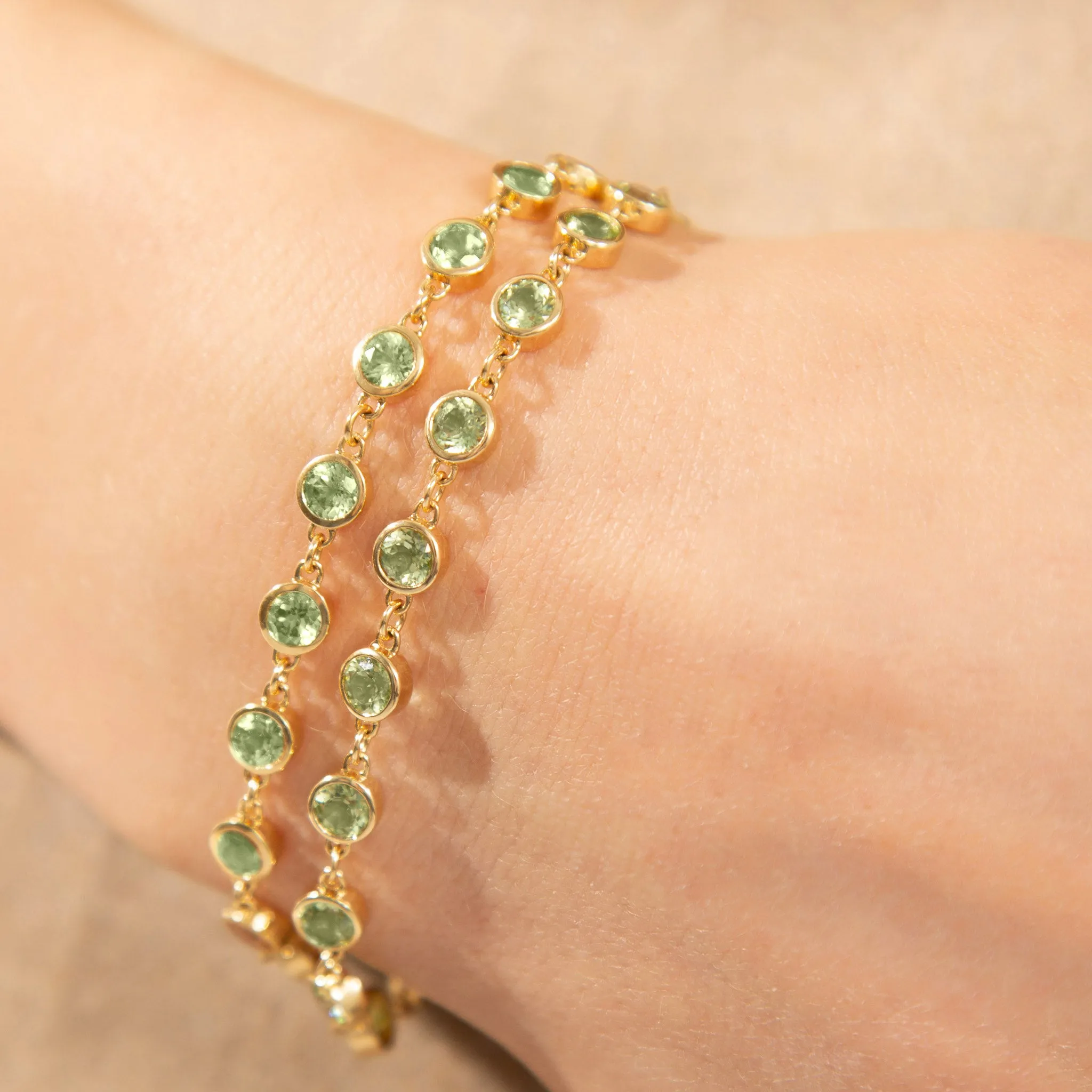 Peridot Tennis Bracelet in 18K Gold