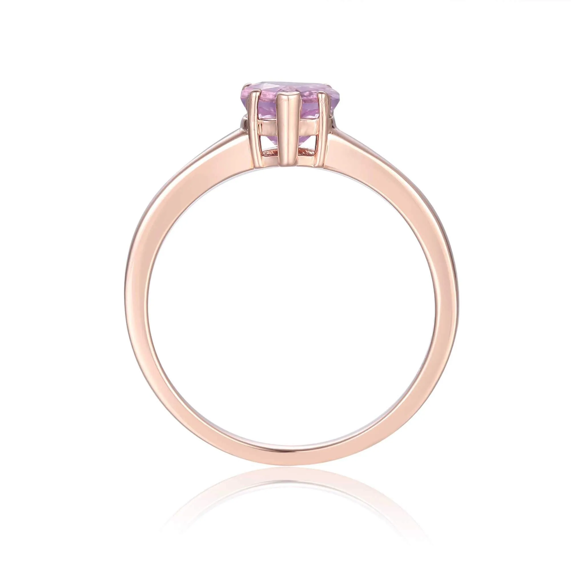 Pink Amethyst Solitaire Heart Ring