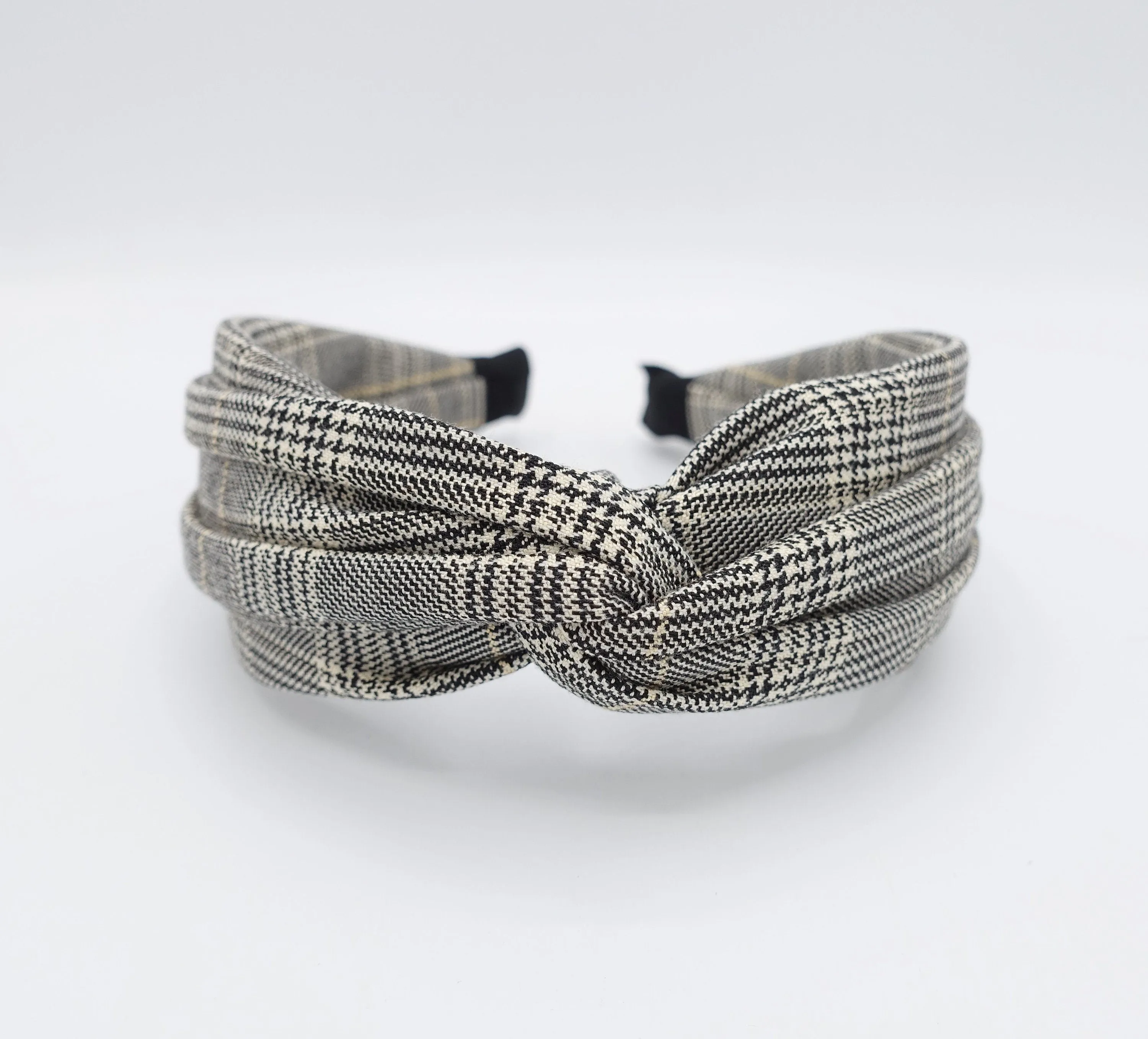 plaid check headband cross twist hairband for women