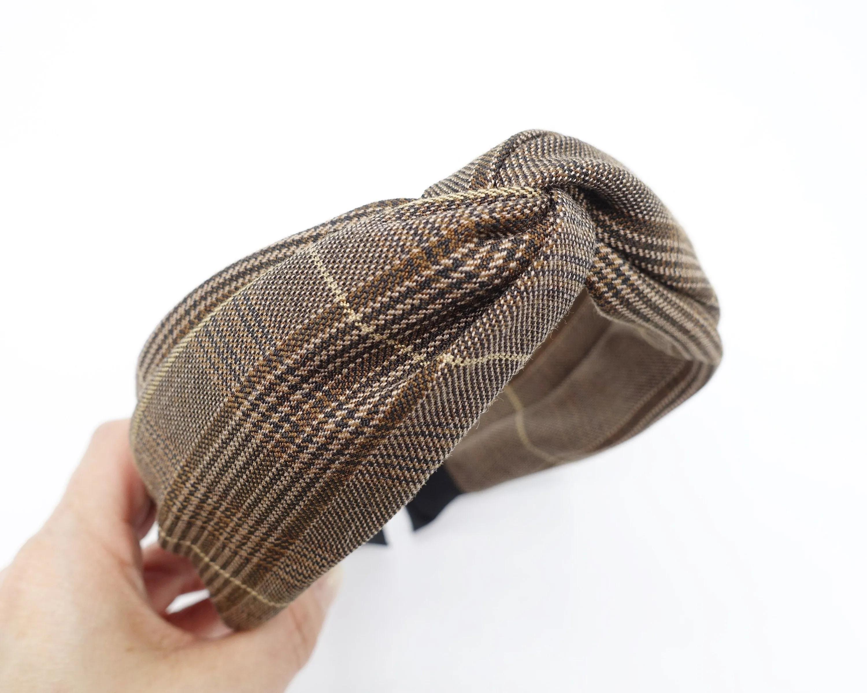 plaid check headband cross twist hairband for women