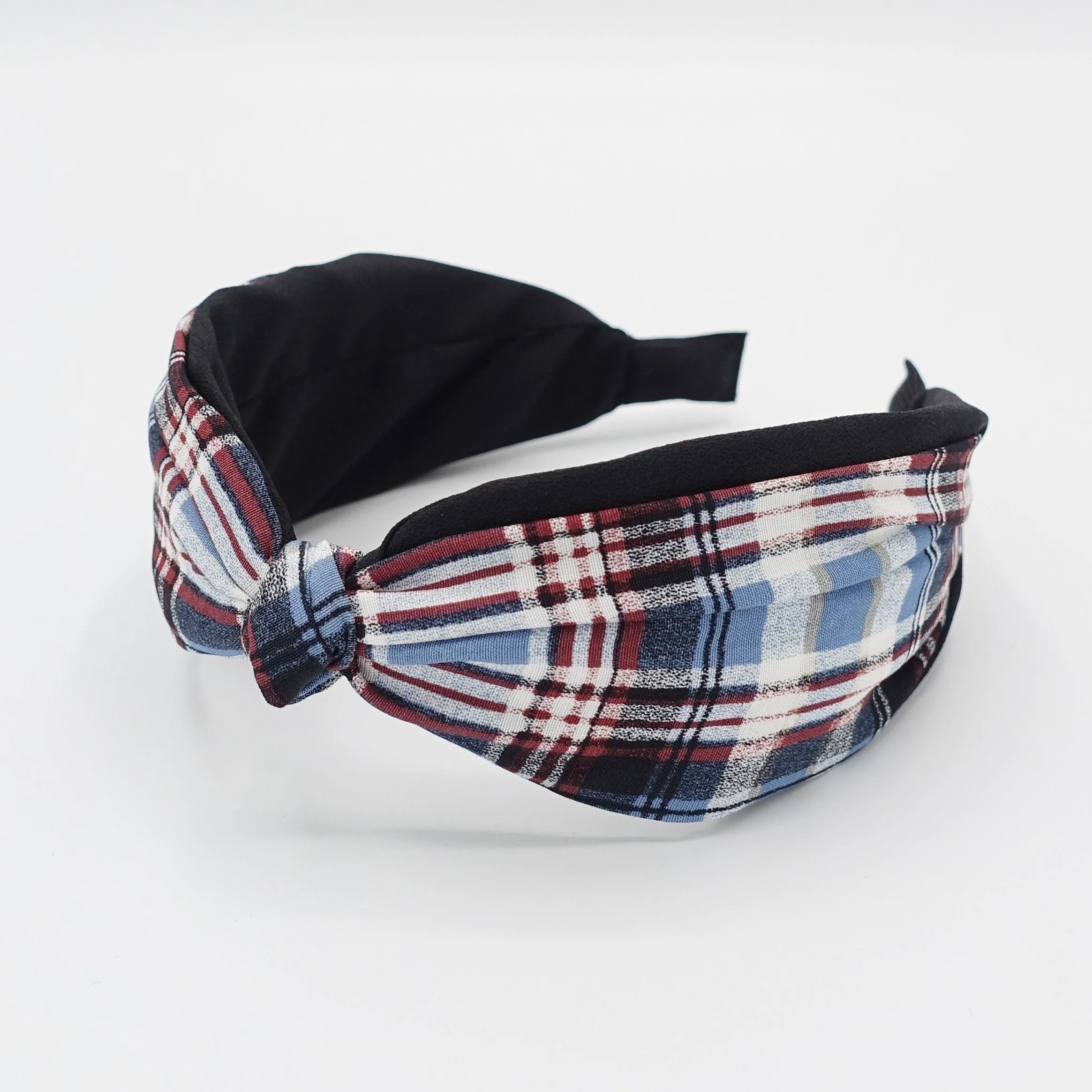 plaid check headband layered knot hairband causal woman hair accessory