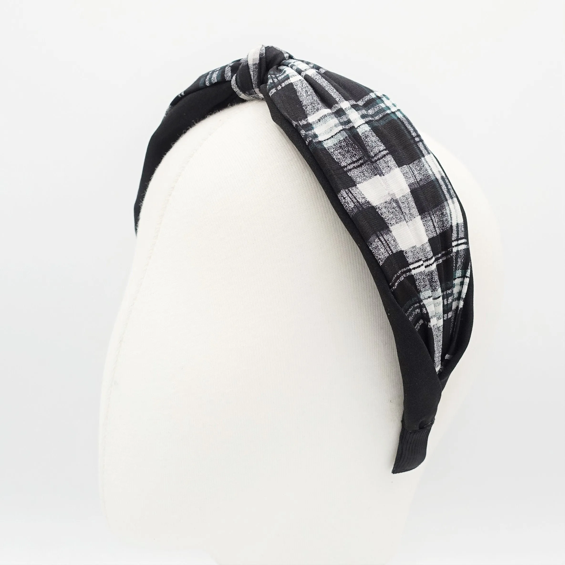 plaid check headband layered knot hairband causal woman hair accessory