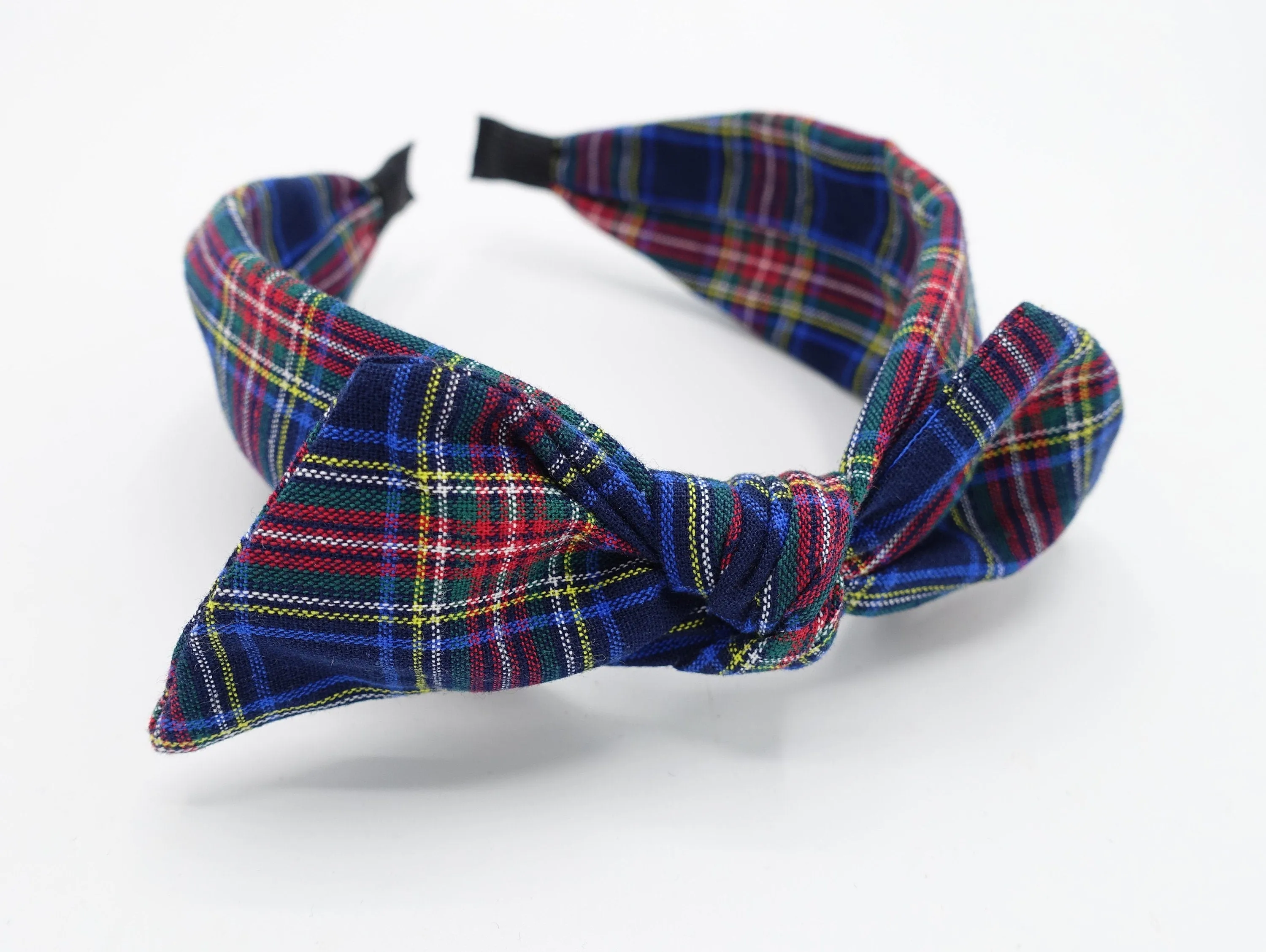 plaid check headband wired bow knot hairband women hair accessory