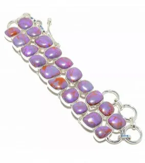 Purple Copper Turquoise Gemstone Sterling Silver Bracelet