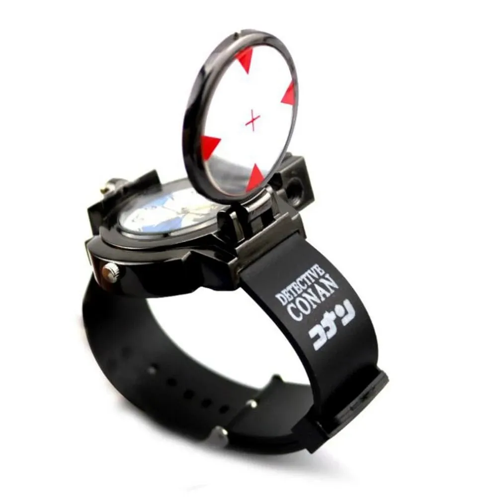 Quartz Watches Detective Conan Action Figures Can Launch LED Light Tag Detective Watch Kid Gift Toy