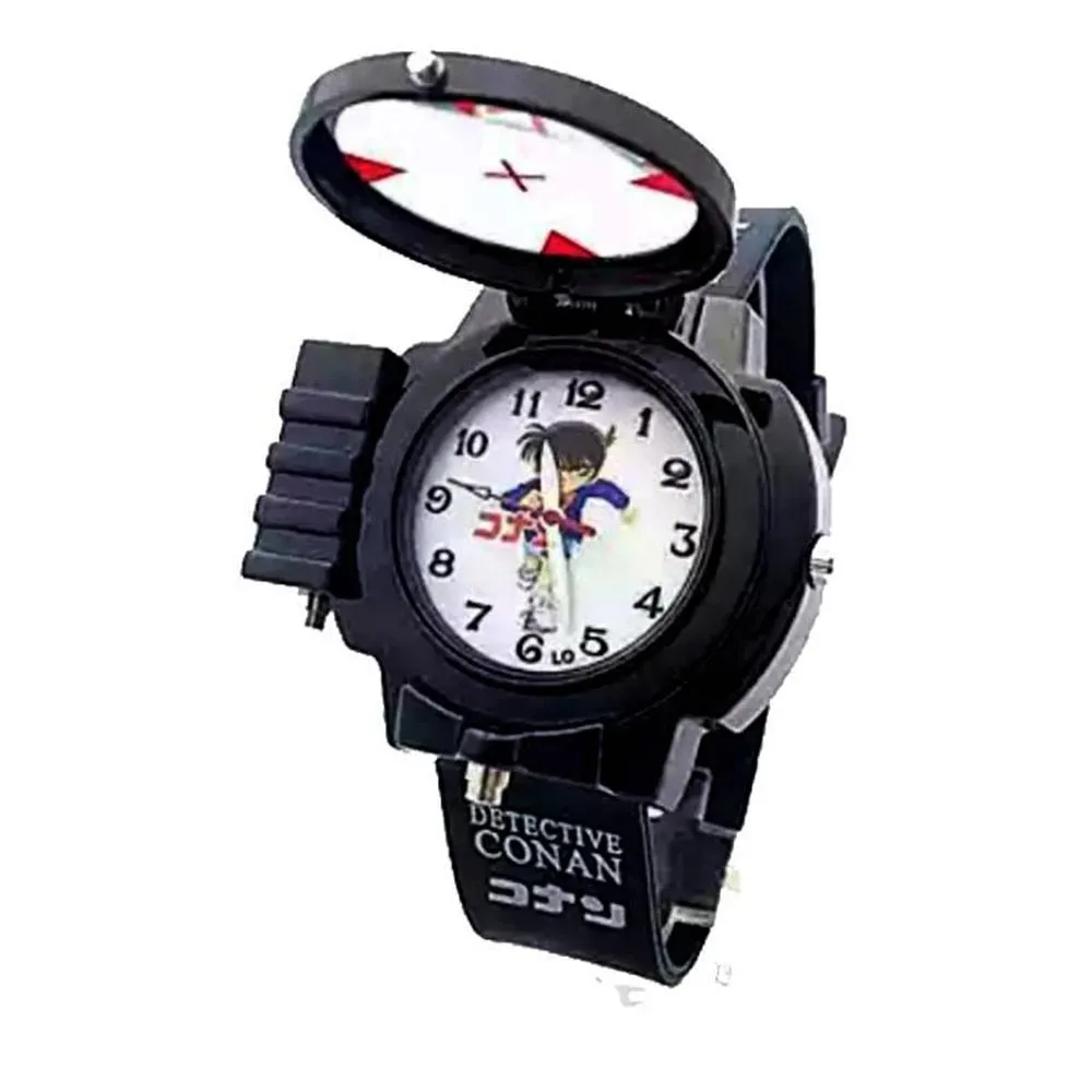 Quartz Watches Detective Conan Action Figures Can Launch LED Light Tag Detective Watch Kid Gift Toy