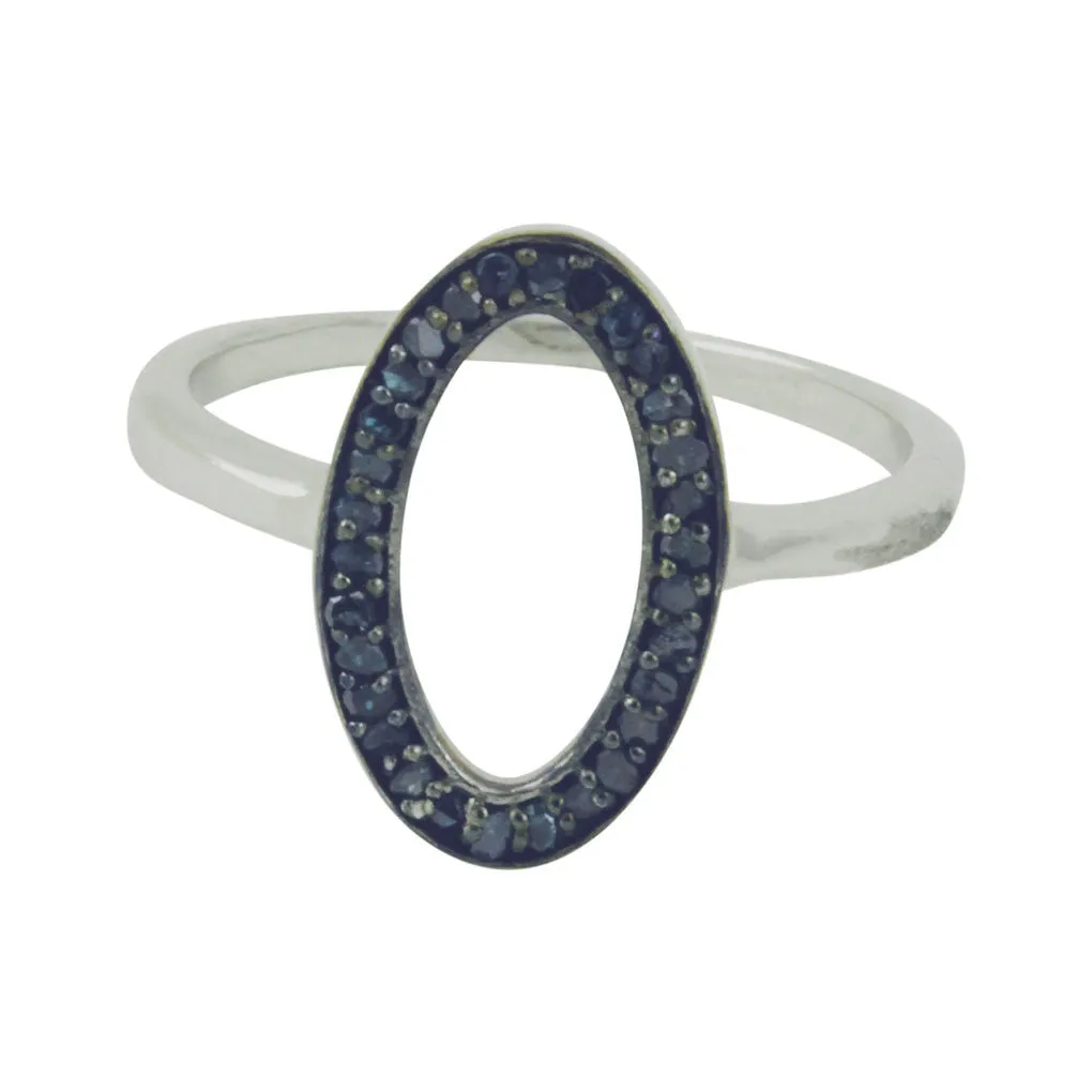 "Arrondi" Sterling Silver Blue Diamond Ring