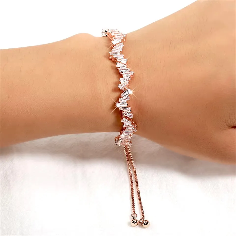 "Star" - Cubic Zirconia Adjustable Bracelet - Available in Silver, Rose Gold and Yellow Gold