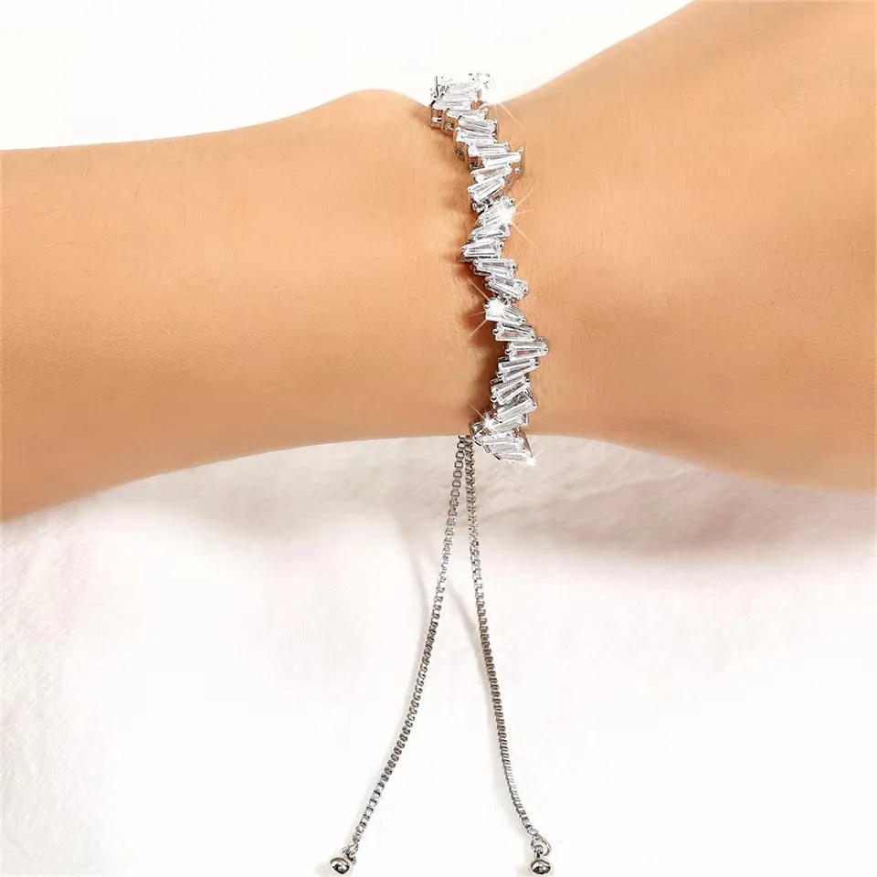 "Star" - Cubic Zirconia Adjustable Bracelet - Available in Silver, Rose Gold and Yellow Gold