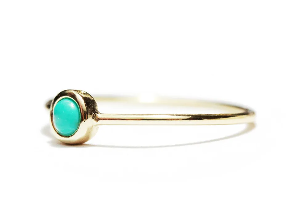 "Turkoise" Gold-Dipped Mini Blue Dot Ring