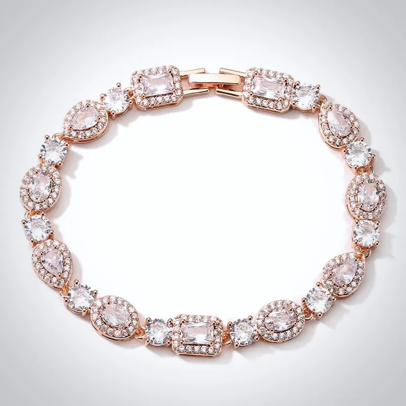 "Zoysia" - Cubic Zirconia Bridal Bracelet - Available in Silver, Rose Gold and Yellow Gold