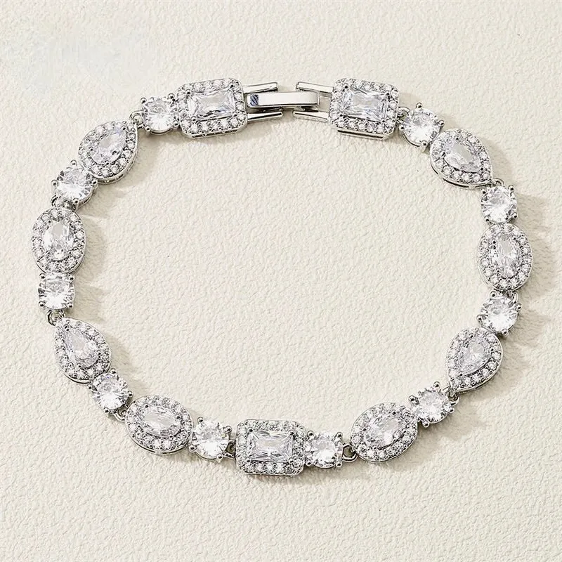 "Zoysia" - Cubic Zirconia Bridal Bracelet - Available in Silver, Rose Gold and Yellow Gold