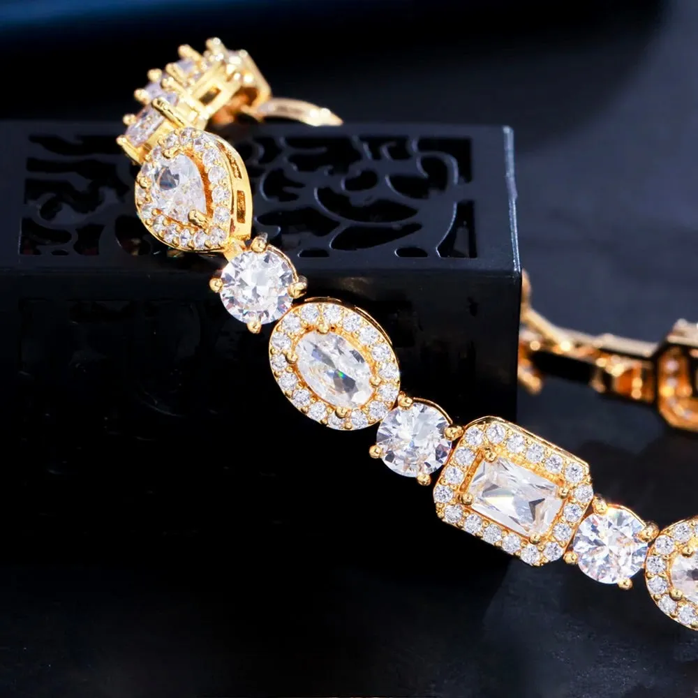 "Zoysia" - Cubic Zirconia Bridal Bracelet - Available in Silver, Rose Gold and Yellow Gold