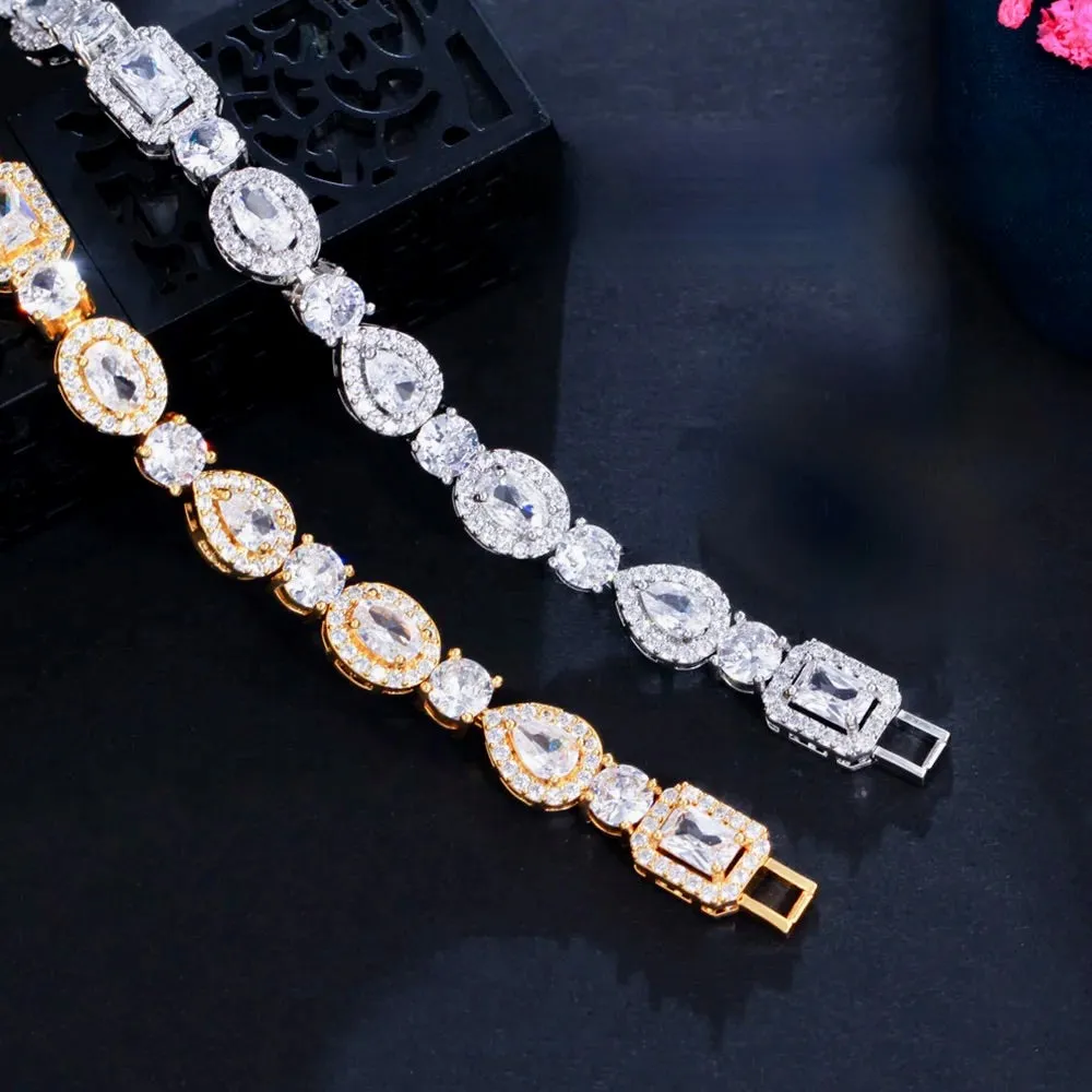 "Zoysia" - Cubic Zirconia Bridal Bracelet - Available in Silver, Rose Gold and Yellow Gold