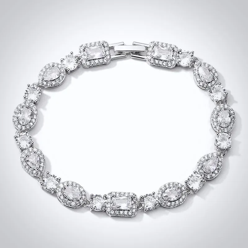 "Zoysia" - Cubic Zirconia Bridal Bracelet - Available in Silver, Rose Gold and Yellow Gold