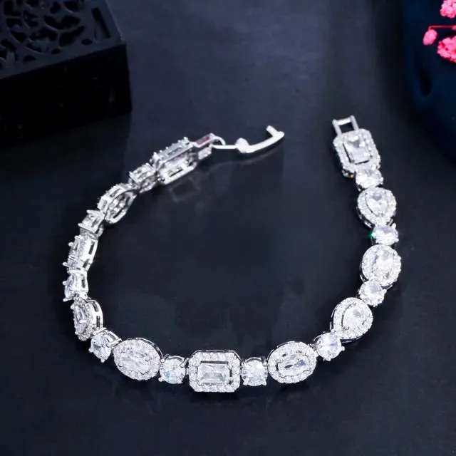 "Zoysia" - Cubic Zirconia Bridal Bracelet - Available in Silver, Rose Gold and Yellow Gold