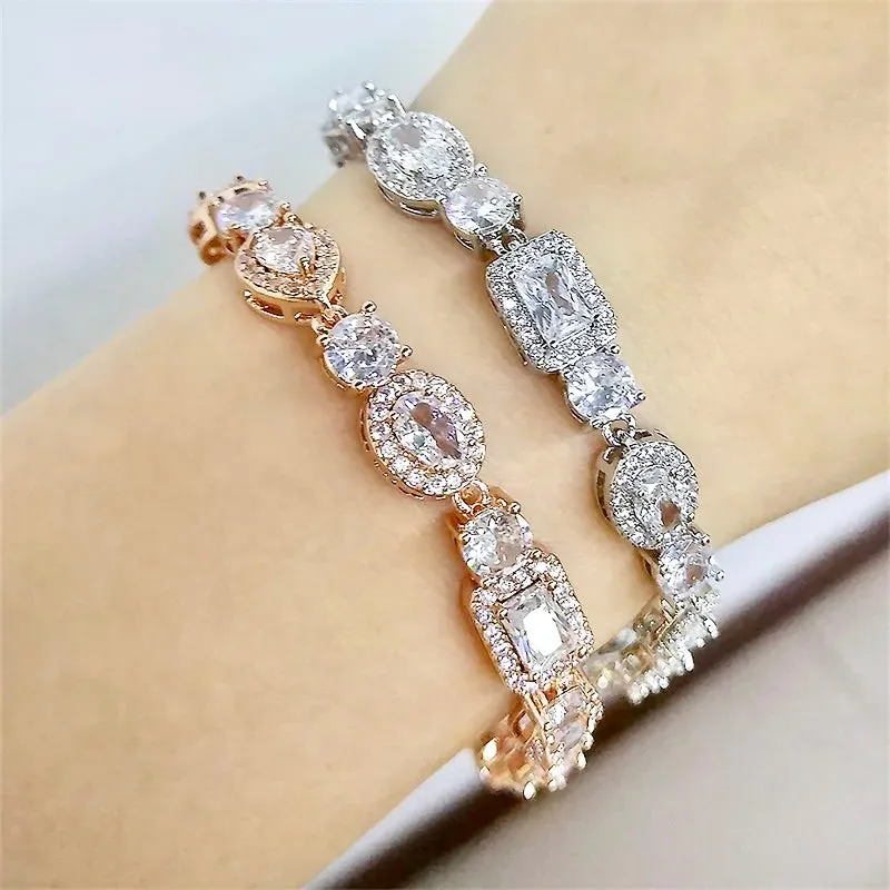 "Zoysia" - Cubic Zirconia Bridal Bracelet - Available in Silver, Rose Gold and Yellow Gold