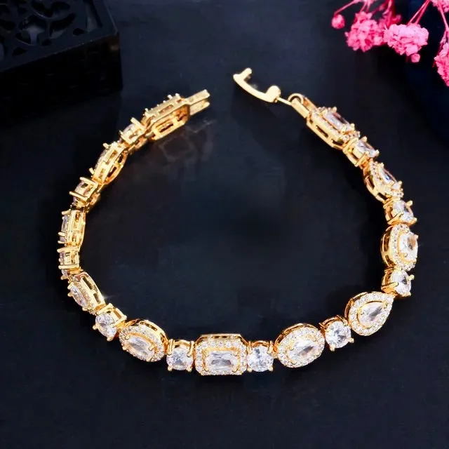 "Zoysia" - Cubic Zirconia Bridal Bracelet - Available in Silver, Rose Gold and Yellow Gold