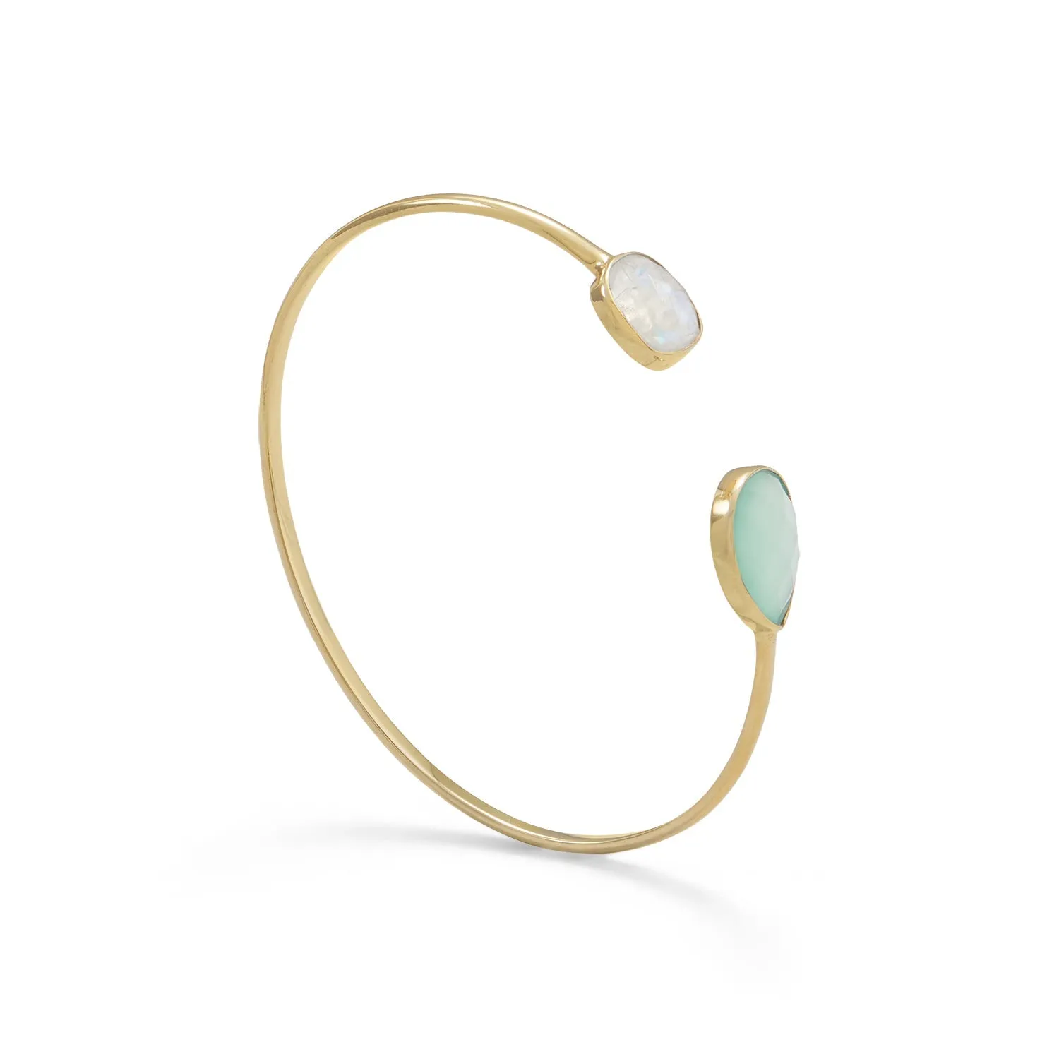 Rainbow Moonstone and Green Chalcedony Cuff