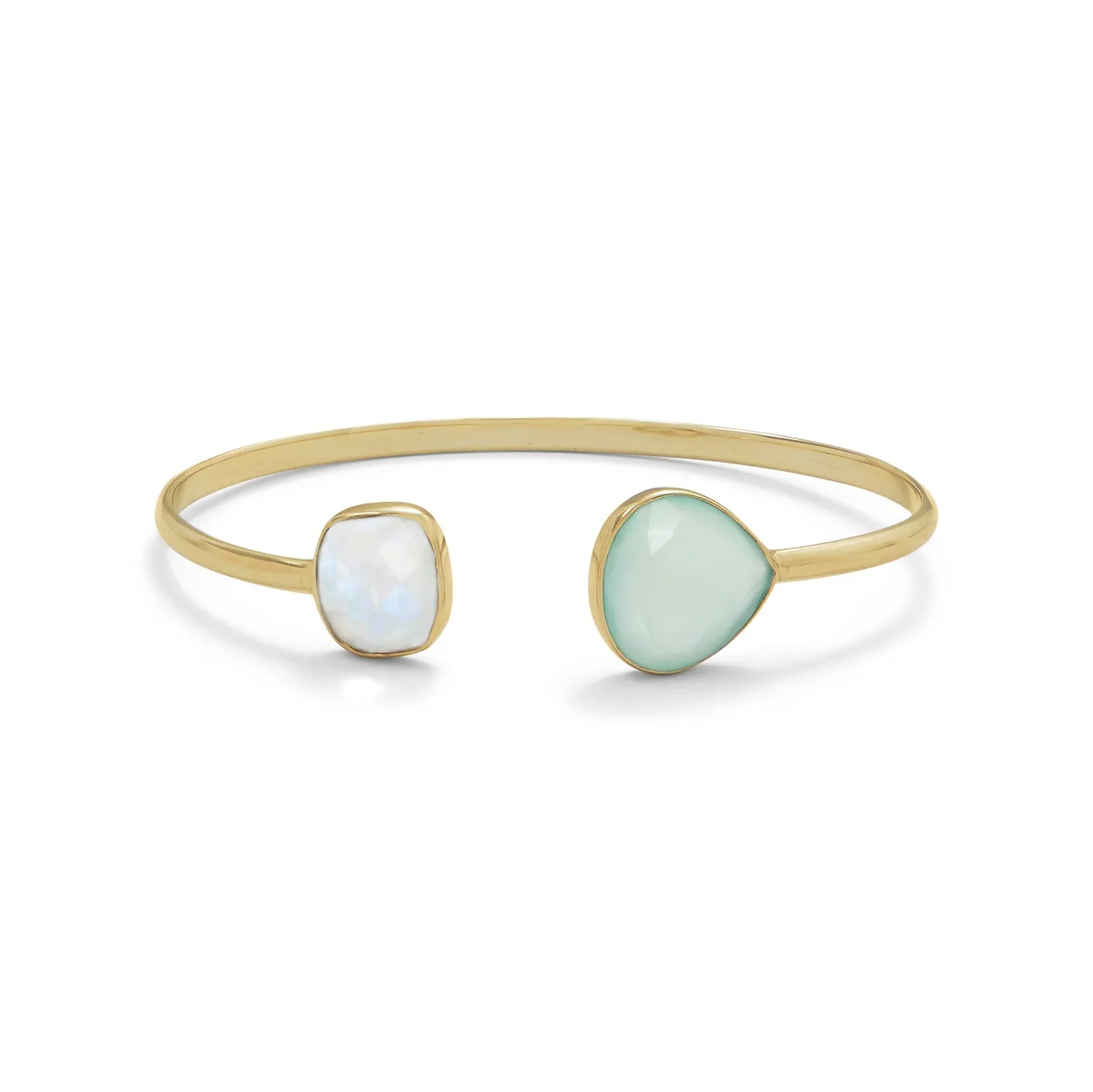 Rainbow Moonstone and Green Chalcedony Cuff