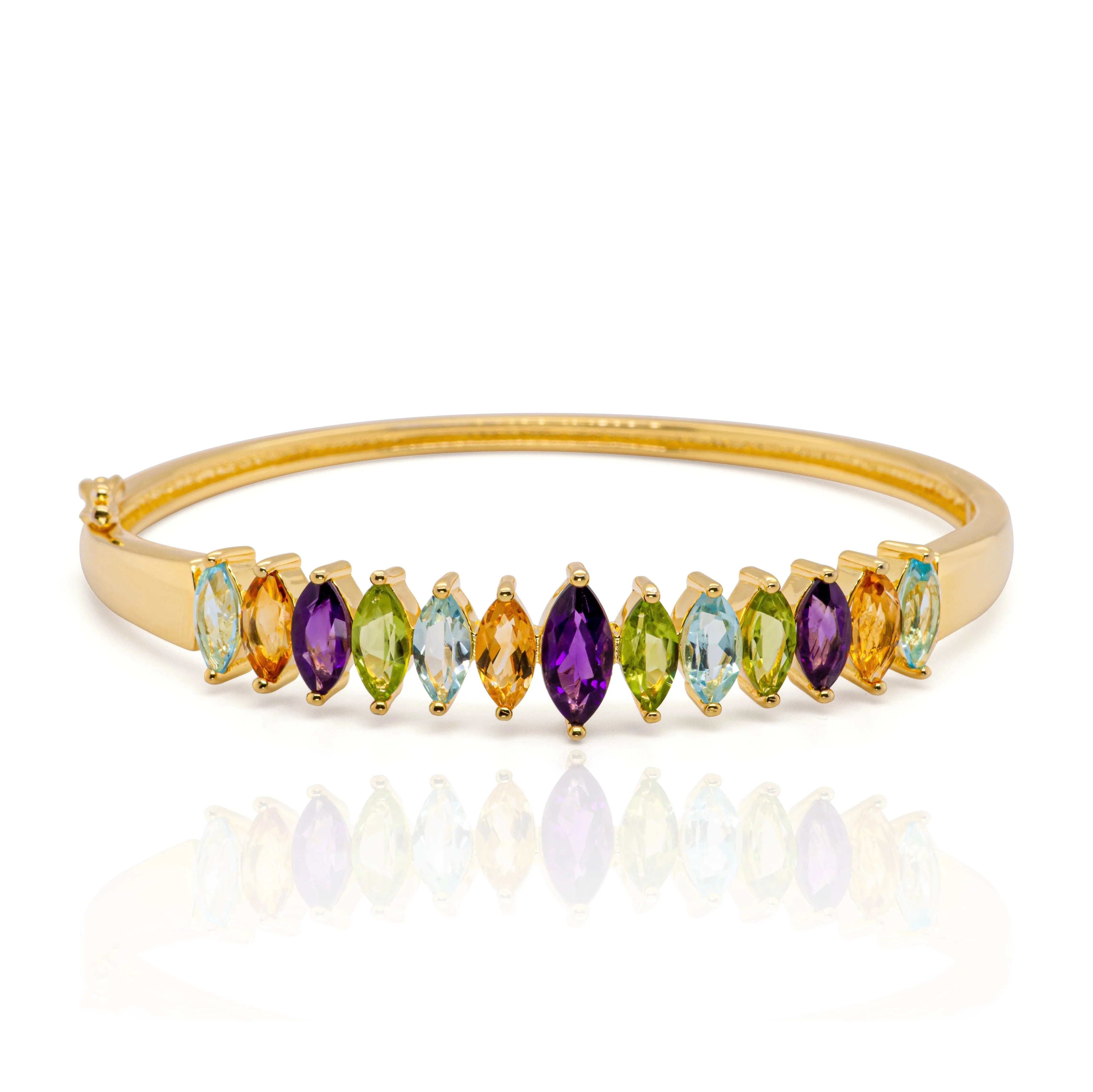 Rainbow Peridot Topaz Citrine Amethyst Garnet Bracelet in Sterling Silver