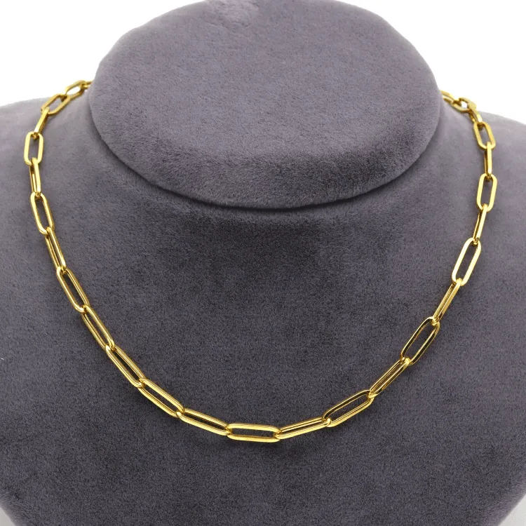 Real Gold Paper Clip Chain Necklace 0002 (45 C.M) CH1178