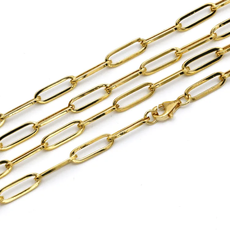 Real Gold Paper Clip Chain Necklace 0002 (45 C.M) CH1178