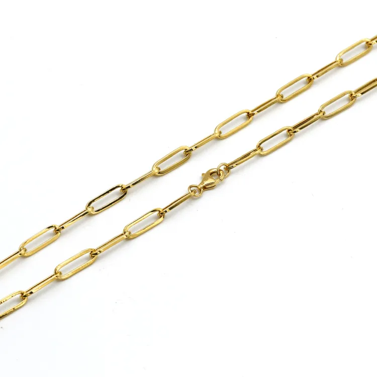 Real Gold Paper Clip Chain Necklace 0002 (45 C.M) CH1178