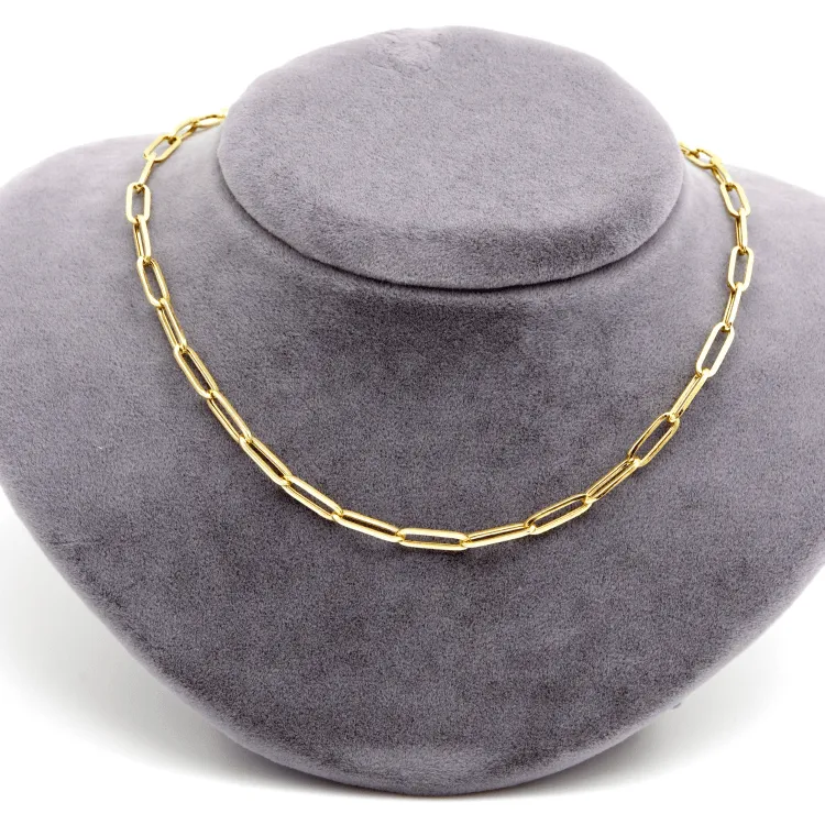 Real Gold Paper Clip Chain Necklace 0002 (45 C.M) CH1178