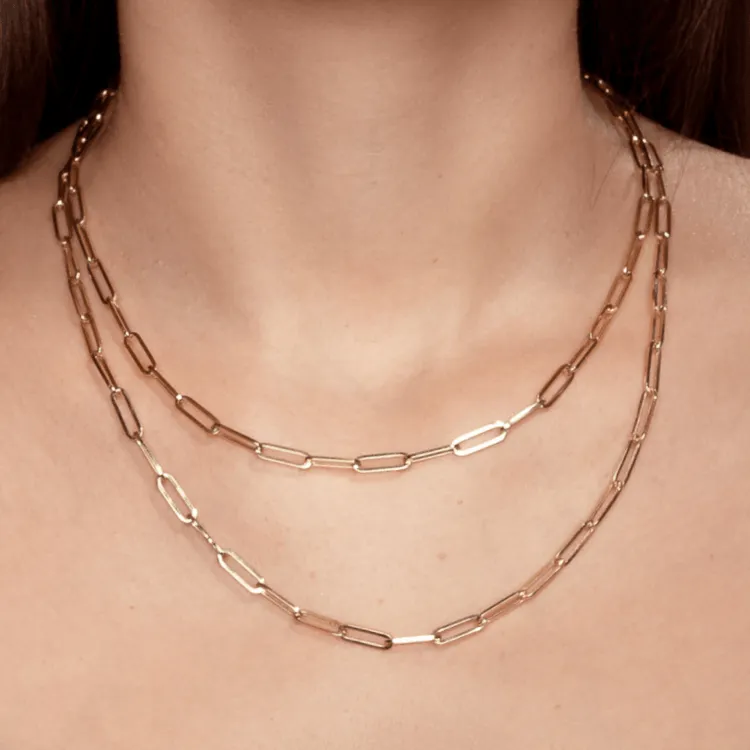 Real Gold Paper Clip Chain Necklace 0002 (45 C.M) CH1178