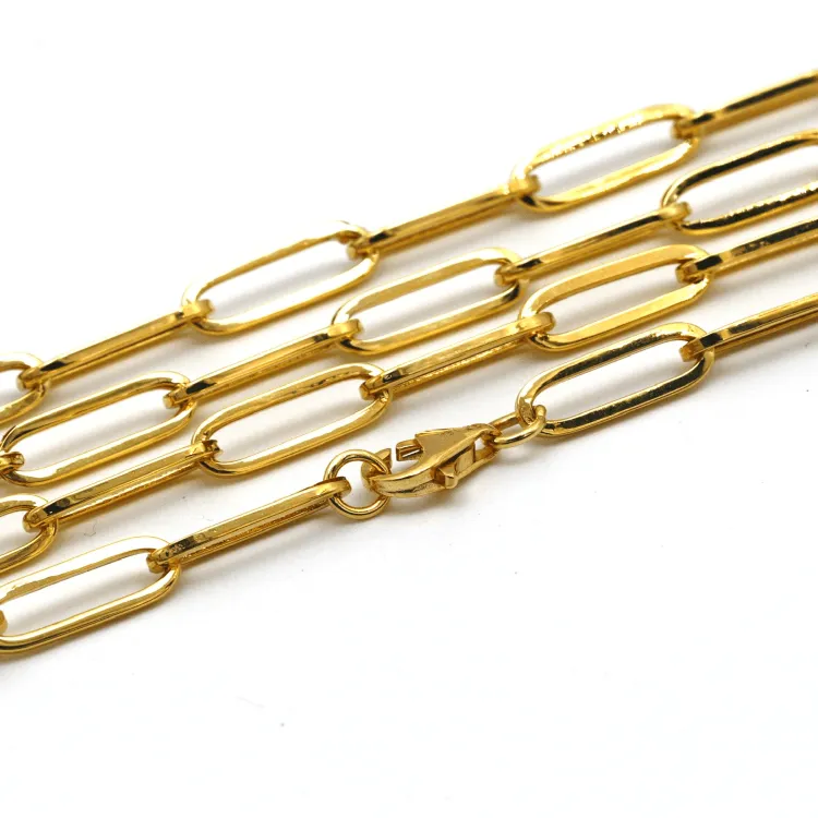 Real Gold Paper Clip Chain Necklace 0002 (45 C.M) CH1178