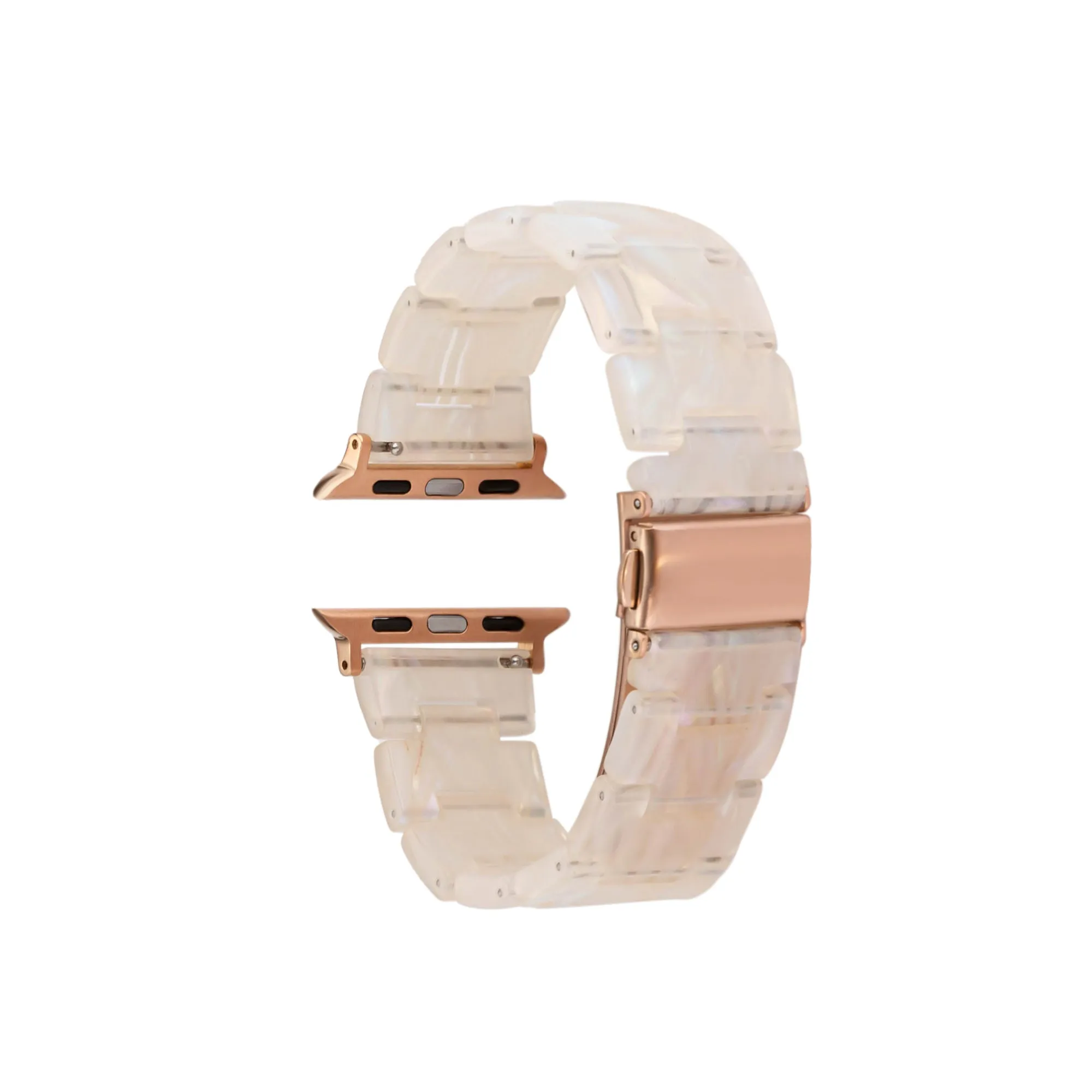 Resin Iridescent White Strap / Rose Gold Buckle - 38mm, 40mm, 41mm