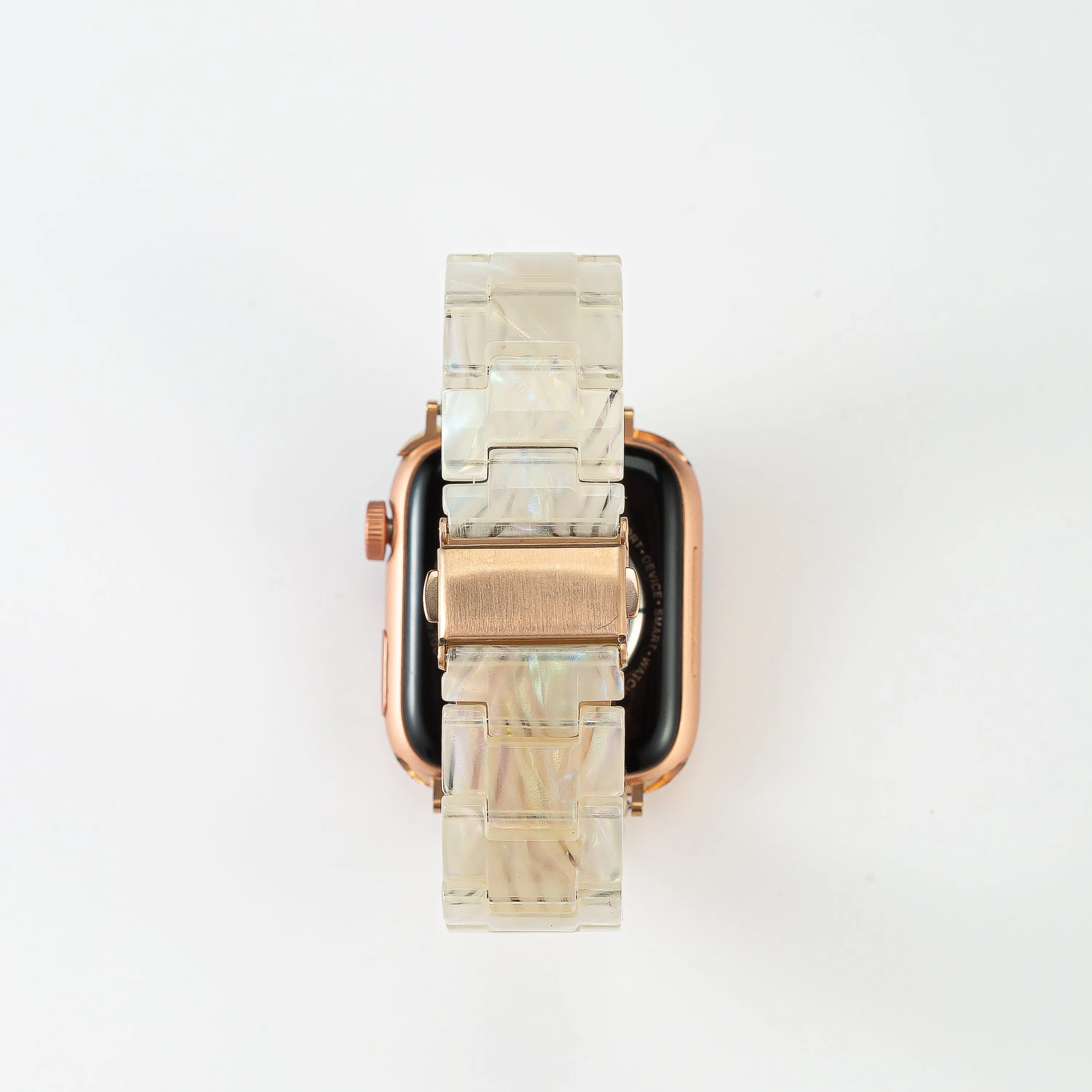 Resin Iridescent White Strap / Rose Gold Buckle - 38mm, 40mm, 41mm