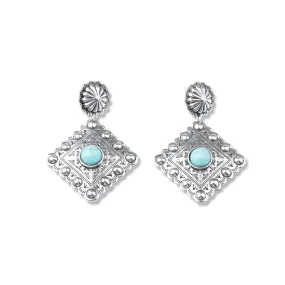 Rhombus Earrings - Silver/Turquoise