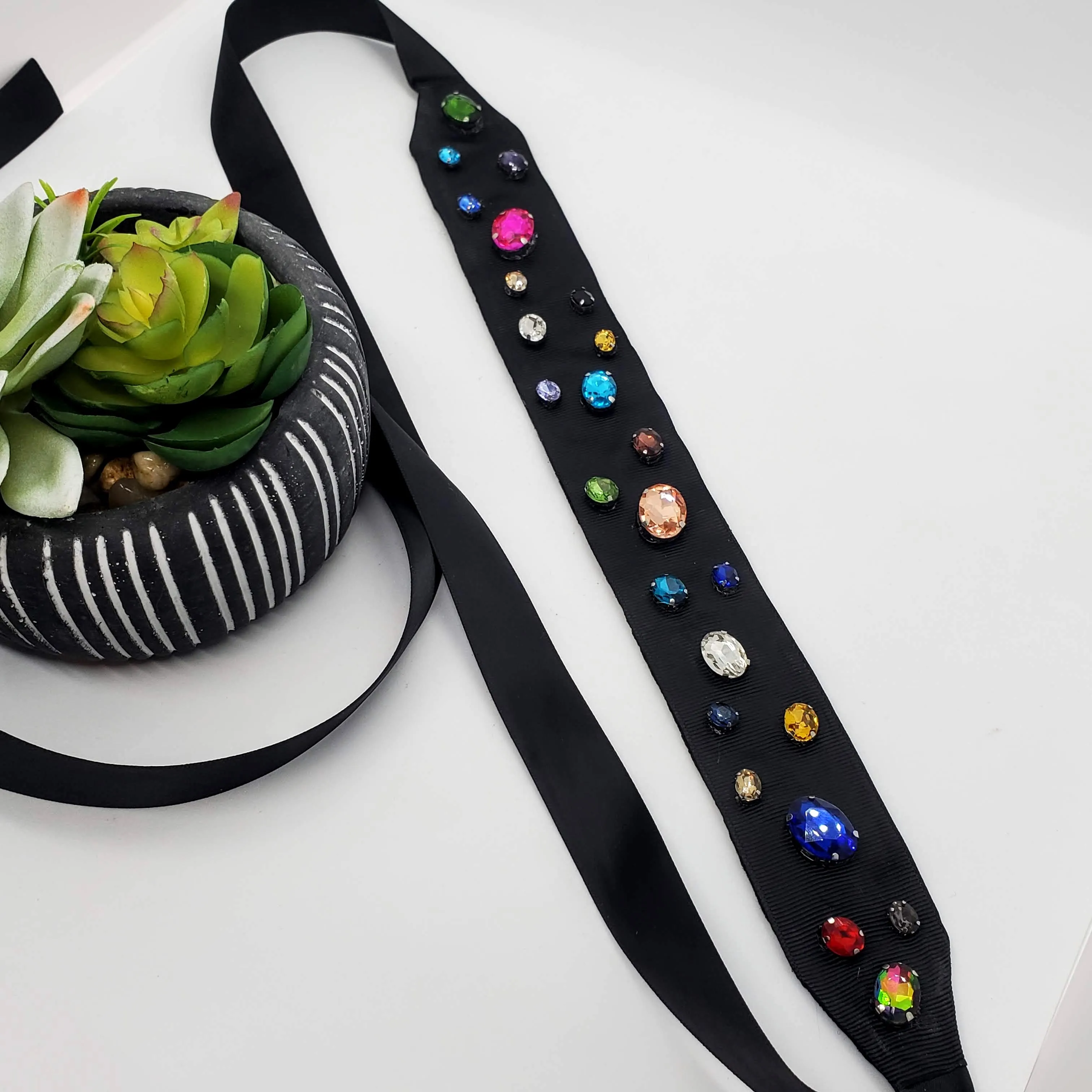 Ribbon Headband Decorated with Stones