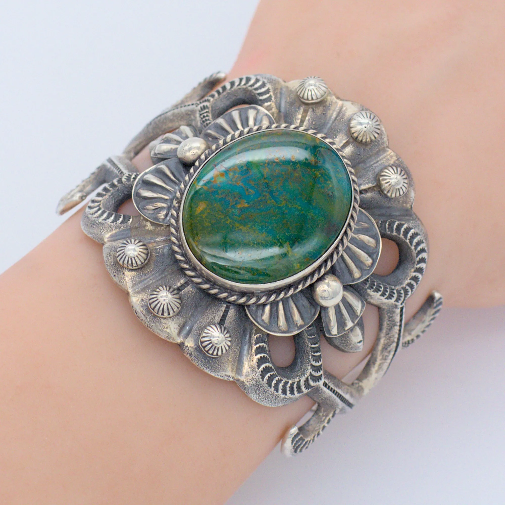 Roland Dixon Handmade Navajo Sterling Silver Turquoise Bracelet