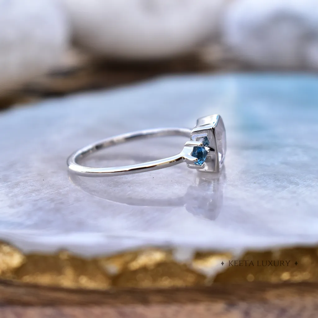 Rose And Sky - Rose Quartz and Blue Topaz Ring