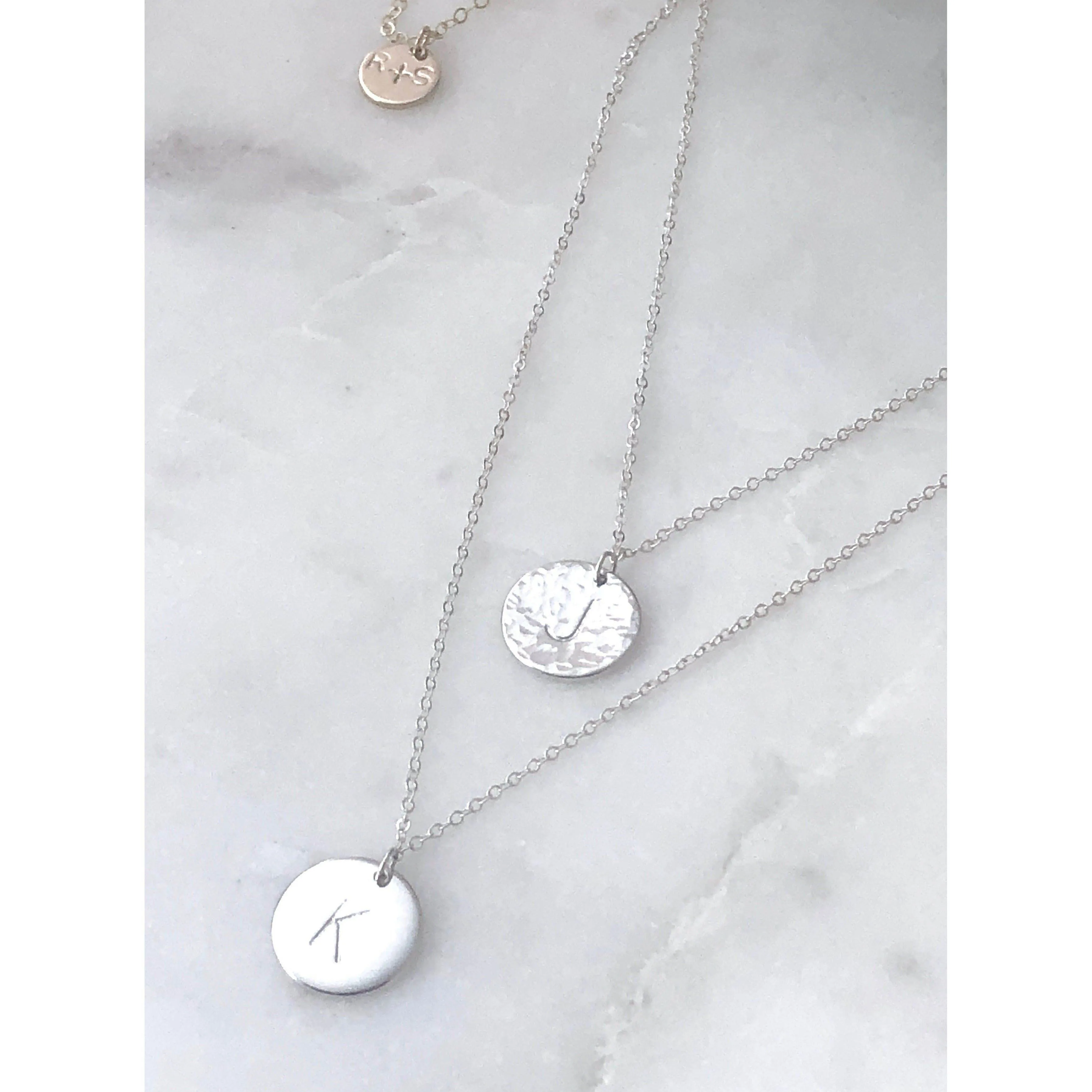 Roxie Hammered Initial Necklace