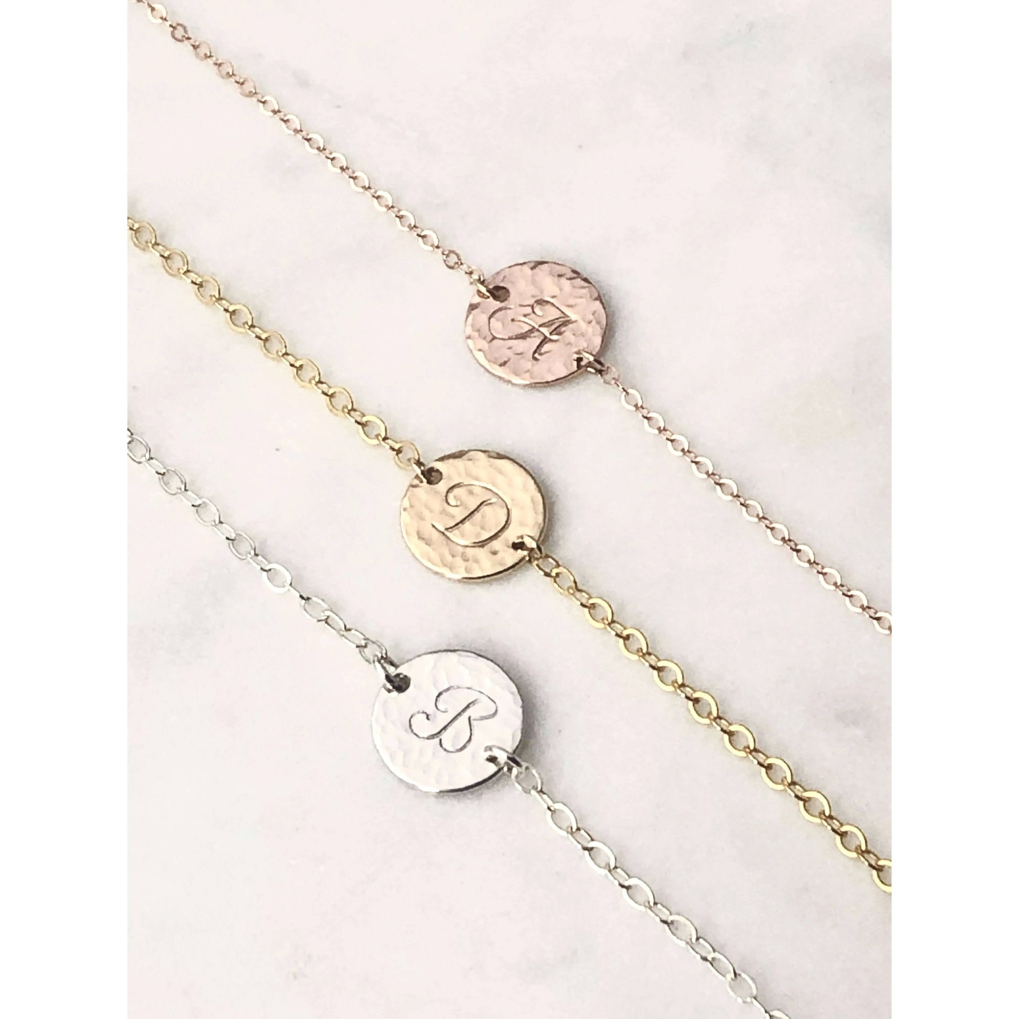 Roxie Hammered Initial Necklace