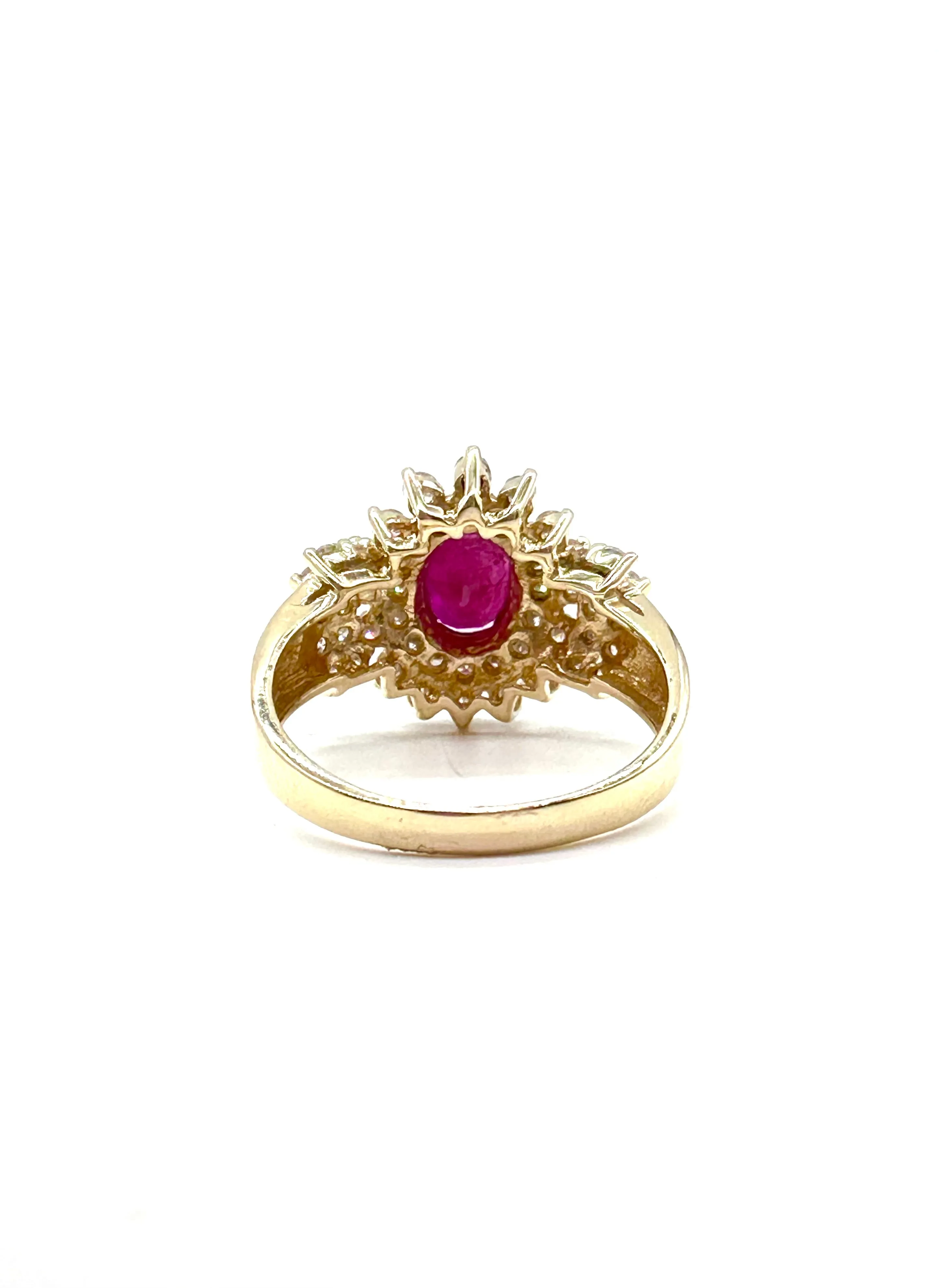 Ruby and diamond Sunburst ring