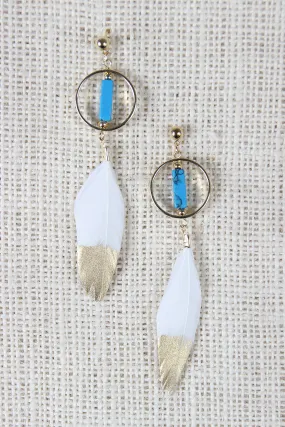 Sacred Ibis Feather Drop Earrings