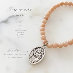 'Safe Travels' Gemstone Saint Bracelet - Sunstone / St Christopher