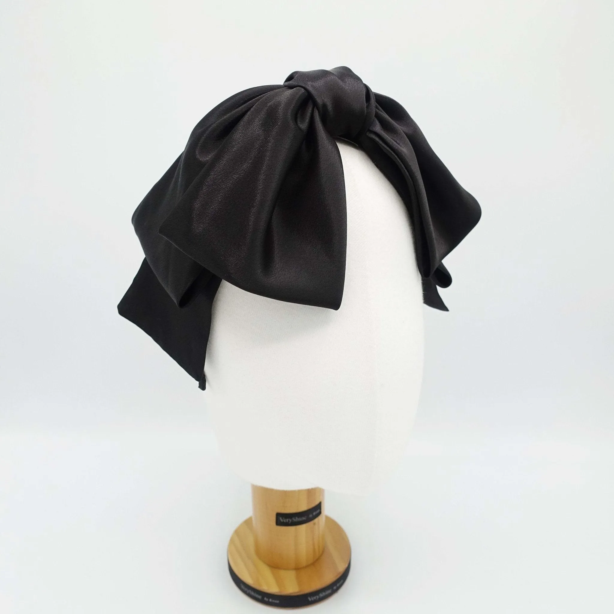 satin bow headband droopy style layered retro hairband for women