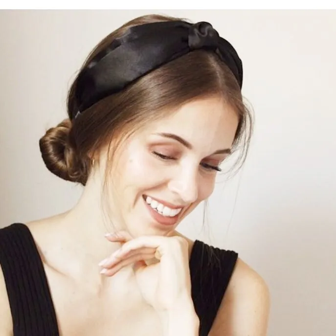 satin double layered knot headband solid hairband women hair accessory